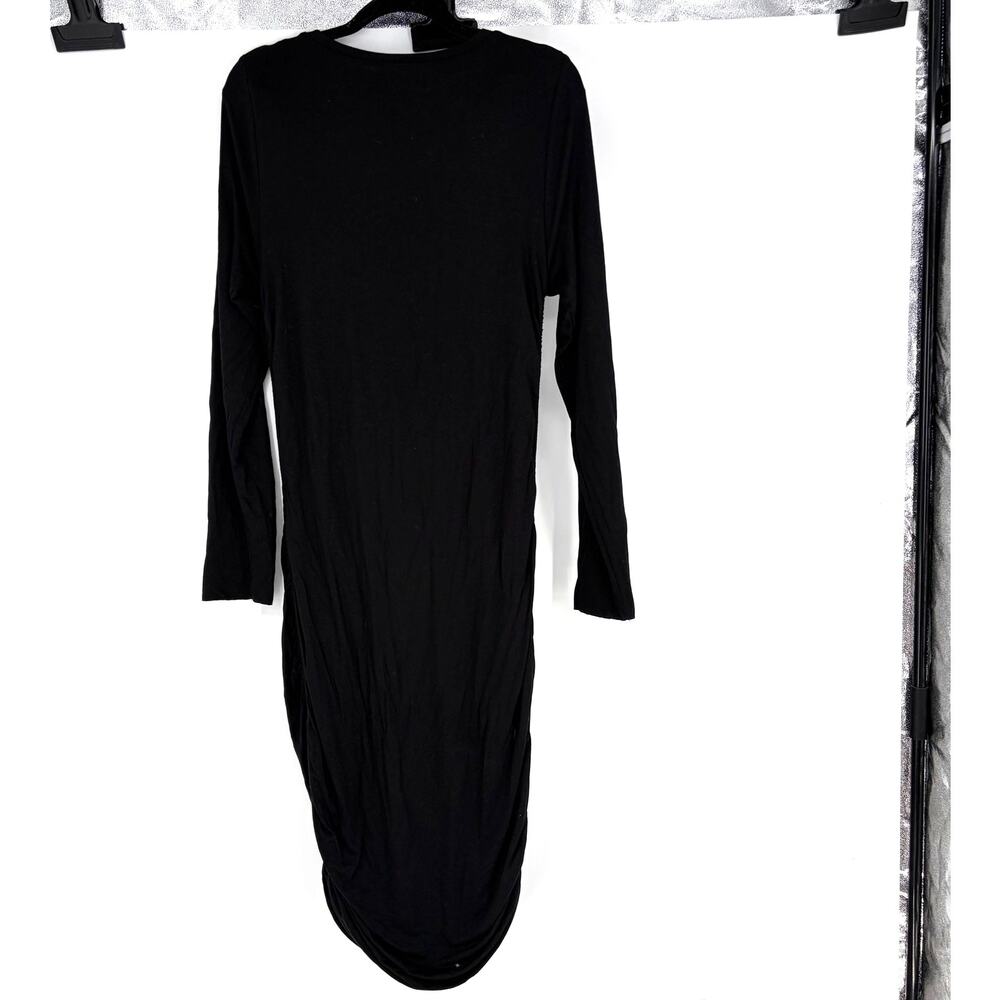 Good American Ruched Bodycon Midi Dress Black Long Sleeve Women's Size 4 XL - Picture 2 of 8